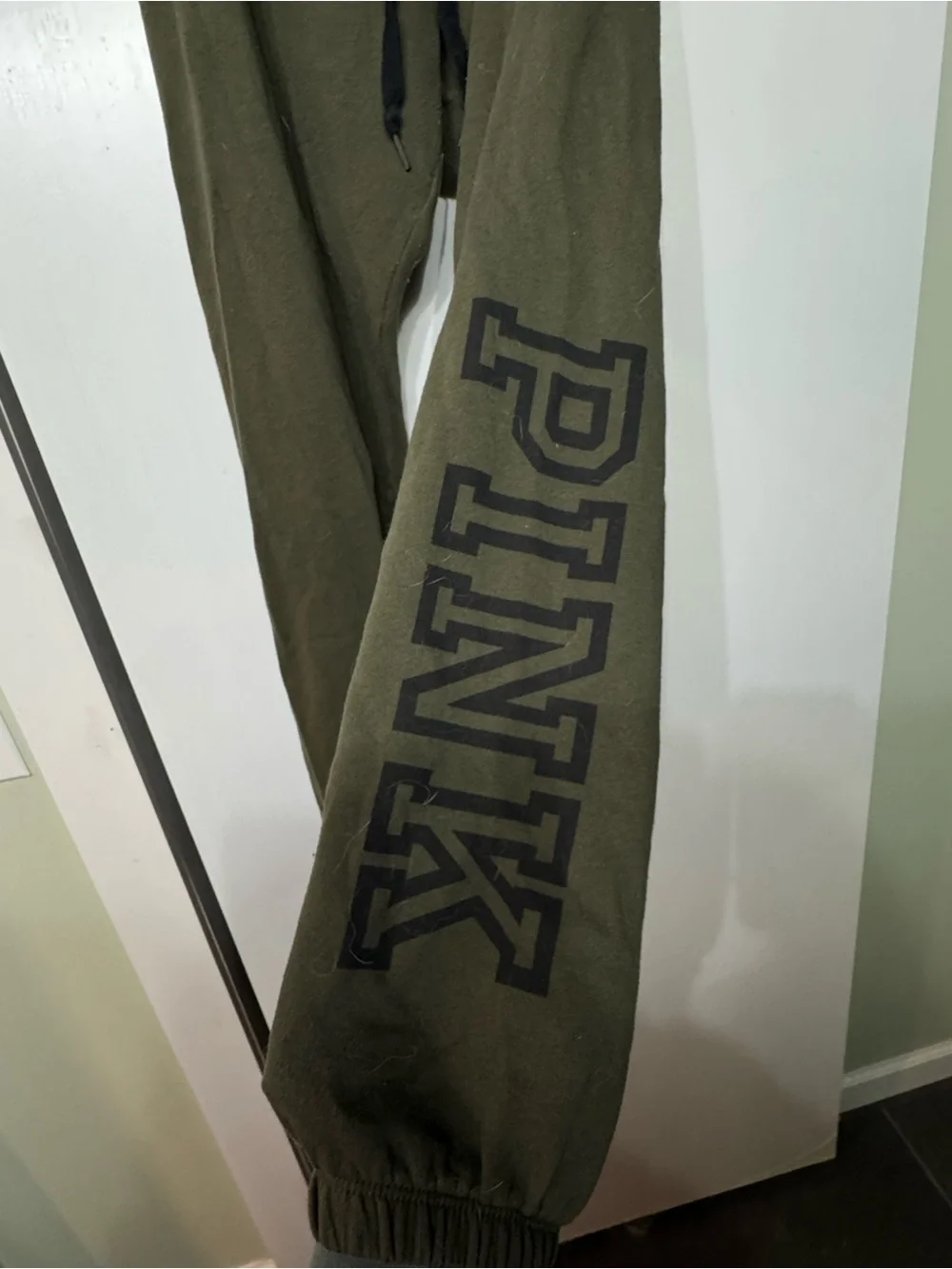 PINK Olive Green Drawstring Jogger Pants